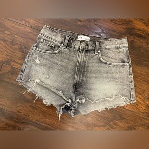 Zara Gray Distressed Denim Shorts Size 6